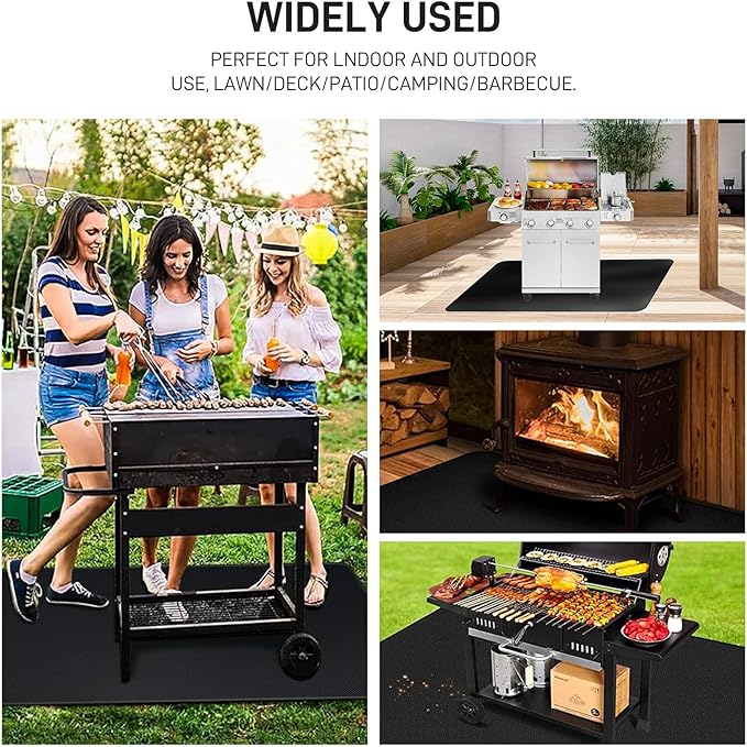 90" x 48" Extra Large Under Grill Mat for Outdoor Grill, Double-Sided Fireproof, Waterproof, Oil-Proof and Heat-Resistant Grill Mat, Easy to Cean, for Patio, Courtyard