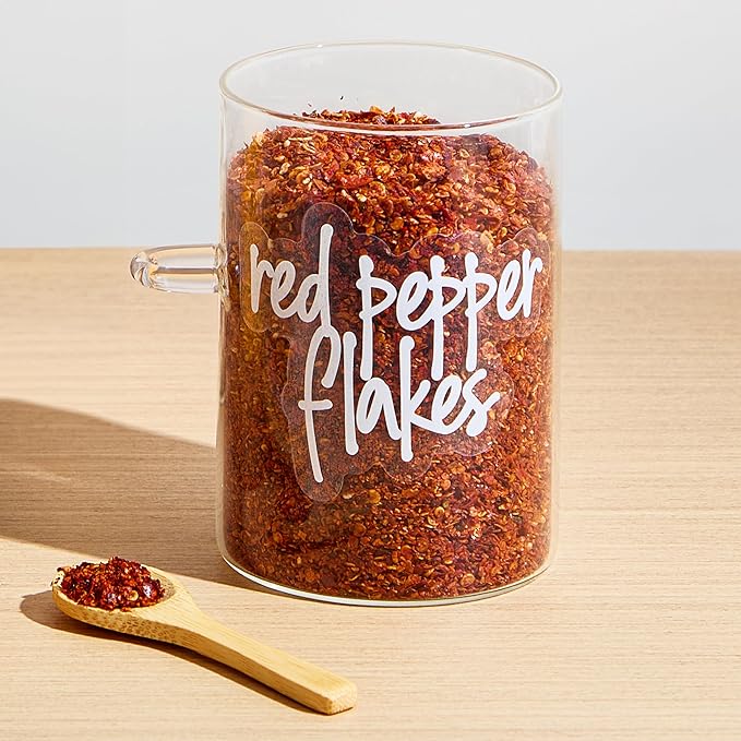 Talented Kitchen Glass Food Storage Containers with Lids - 4-Pack 17 oz Glass - Stackable Kitchen Jars for Pantry, Spice Jars & Coffee Containers for Countertop - Attached Spoons & 157 Labels