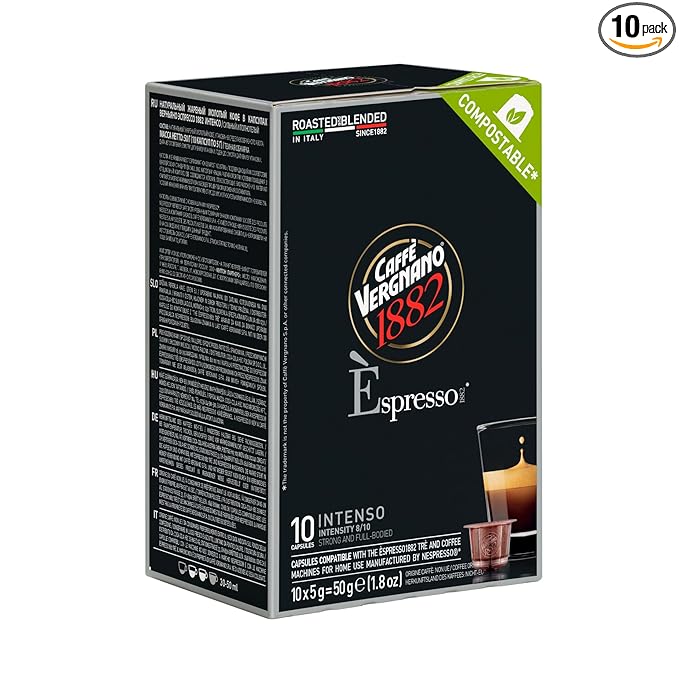 Caffe' Vergnano Medium Roast Espresso Original Line Machine Compatible Capsules - Arabica Robusta Espresso Coffee, Italian Coffee Espresso For Nespresso Coffee Machine, Intensity 8/10 - Intenso,120 Ct
