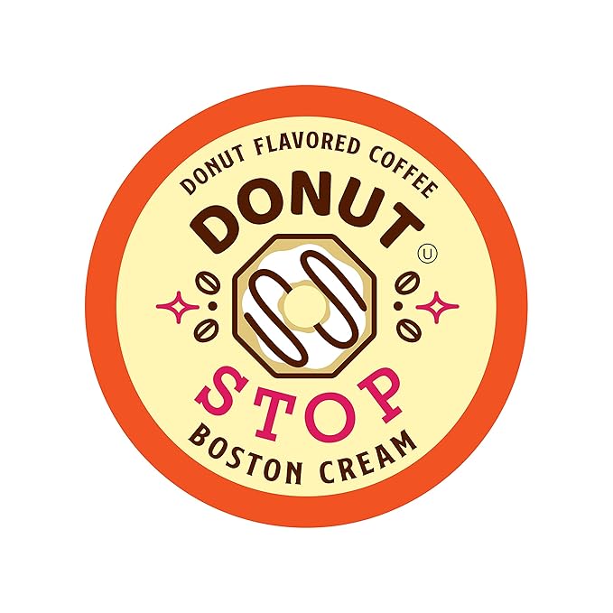 Donut Stop Flavored Pods Compatible with 2.0 K Cup Brewers Flavor, Boston Cream Flavor, 40 Count