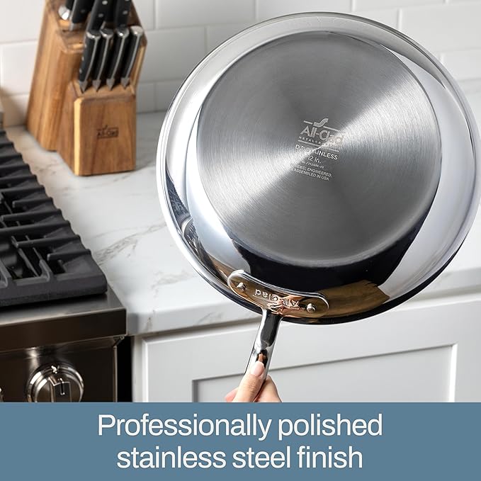 All-Clad D3 3-Ply Stainless Steel Fry Pan Set, 10,12 Inch, Induction Oven and Broiler Safe to 600F, Frying Pans, Durable Kitchen Cooking Skillets, Professional Induction Cookware, Stainless Steel