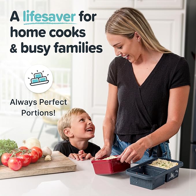 Souper Cubes 2 Cup Silicone Freezer Tray with Lid, Perfect for Storing Lasagna, Leftovers, Sauces, Portioned Meals and More, Silicone Freezer Mold for Meal Prepping - Charcoal - 1-Pack