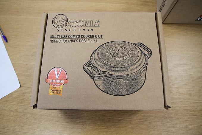 Victoria 6-Quart Cast Iron Combo Cooker, Combination Dutch Oven and Skillet, Made in Colombia, 2-Piece Set