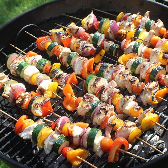 300PCS Bamboo Skewers 8 inch, Wooden Skewers for Appetizers, Kabob Sticks, Fruit, BBQ, Grilling,Chocolate Fountain, Yakitori Chicken