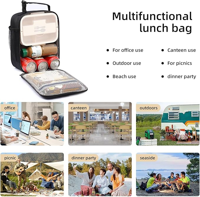 Lunch box Lunch bag for men women Insulated Lunchbox Lunch bags for Work Picnic Travel (Thicken blue)