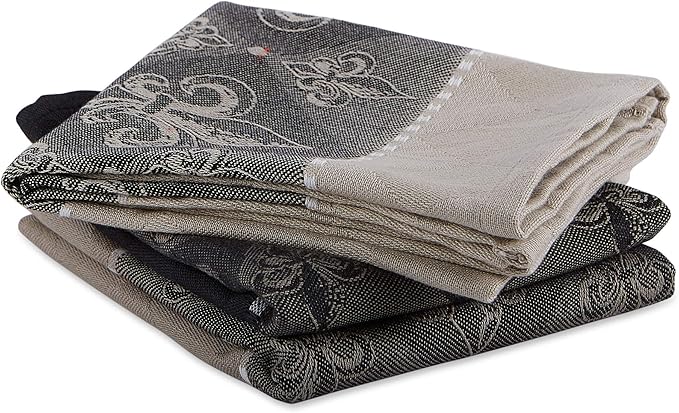 DII Cotton French Jacquard Dish Towels, Set of 3, Decorative Tea Towels for Everyday Kitchen Cooking and Baking-French Macaroons