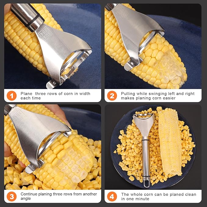 2 PCS Corn Peeler, Corn Peeler for Corn on the Cob, 304 Stainless Steel Corn Cob Peeler, Quickly Remove Corn Kernels from Corn Cobs, Kichen Gadget