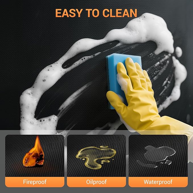 48 x 30 Inch Under Grill Mats for Outdoor Grill, Double-Sided Fireproof Deck and Patio Protector Mat, Fire Pit Mat, Waterproof, Oil-Proof BBQ Mats, Fireproof Floor Pads with Storage Bag