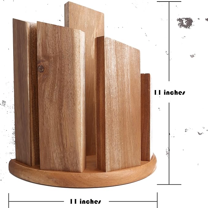 Resafy Countertop Magnetic Knife Block - Double Sided Wooden Holder w/Strong Magnets,Space Saving Up to14 Knives Large Capacity Storage Stand