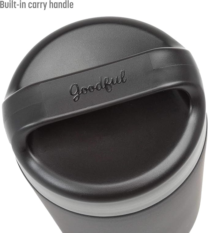 Goodful Stainless Steel Food Jar, Vacuum Sealed | Double Wall | Carry Handle Lid | Gray | 16 Ounces, Pack of 6