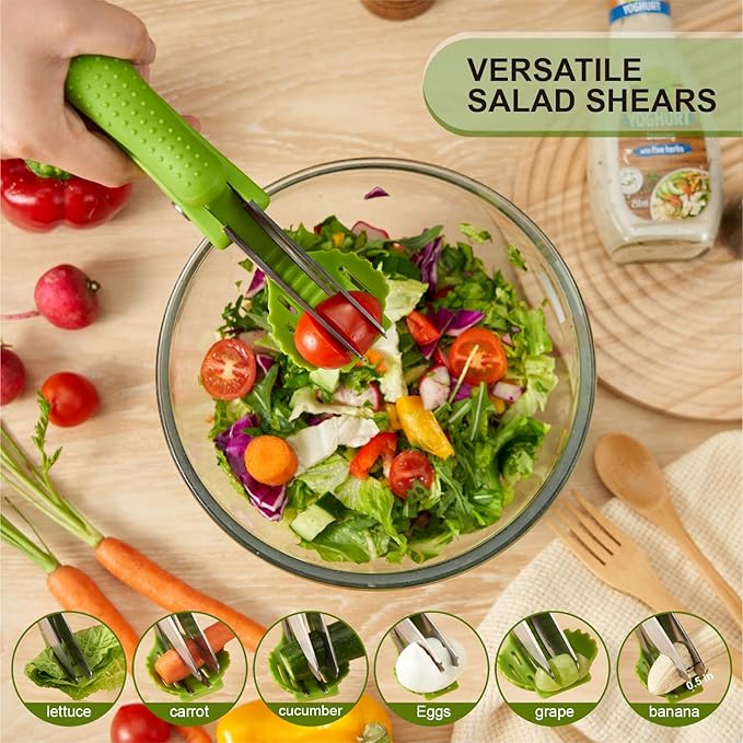 Salad Scissors with Double Blades, Lettuce Chopper for Chopped Salad, Green