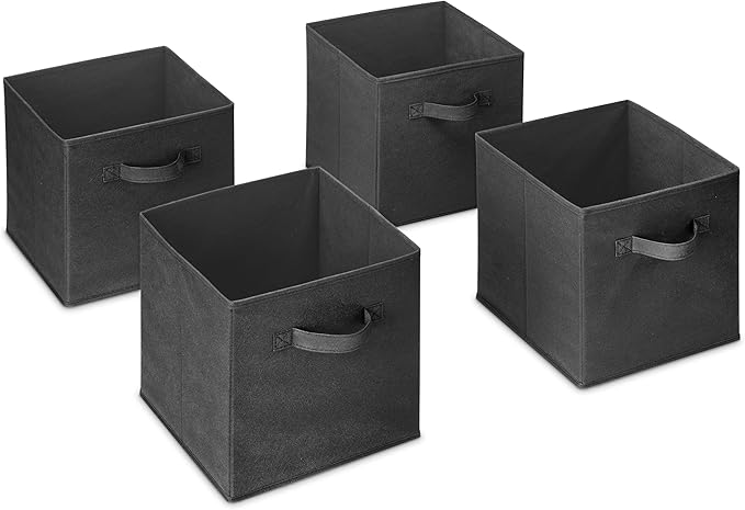 Whitmor Collapsible Cubes - 10.5 x 10.5 x 11 inches - Black - Set of 4