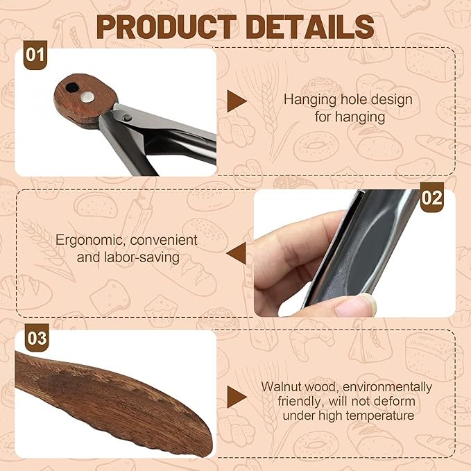 Wooden Tongs for Cooking, Multi-Purpose for Tossing Salads, Grilling, Flipping Food & Serving Bread - Strong Grip Walnut Wood Tips, Heat Resistant & Non-Deforming (12inch)