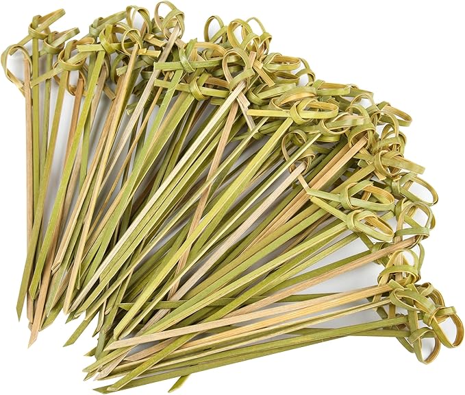 1000PCS Cocktail Picks Bamboo Skewers for Appetizers, 4.7 Inch Toothpicks for Appetizers, Natural Bamboo Knot Skewers, Food Picks, Fancy Tooth Picks for Drinks,Barbecue Snacks, Sandwiches