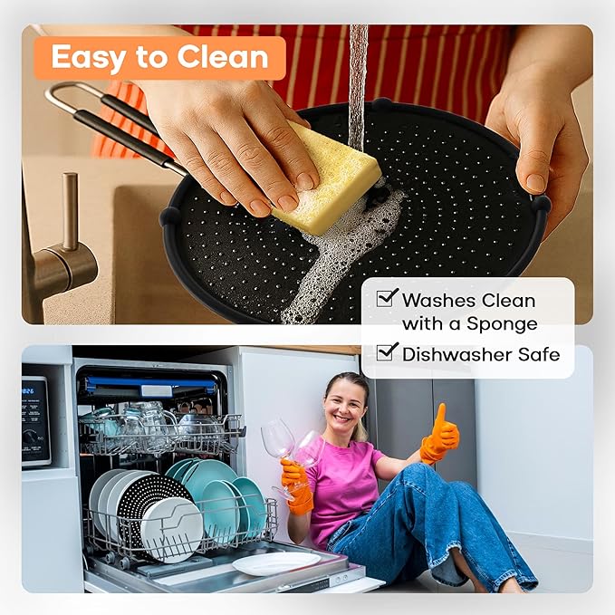 Splatter Screen for Frying Pan | USA Brand | 13-Inch Black, Fit Pans (12" to 13") Silicone Grease Splatter Guard for Frying Pan and Stove by Beckon Ware