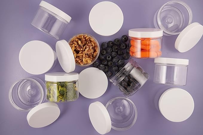 Healthy Packers 4oz Plastic Containers with Lids for Food (12 pack) - Food Storage & Soup Clear Plastic Deli Cups - BPA Free | Leakproof - Microwaveable - Reusable - Dishwasher & Freezer Safe (White)