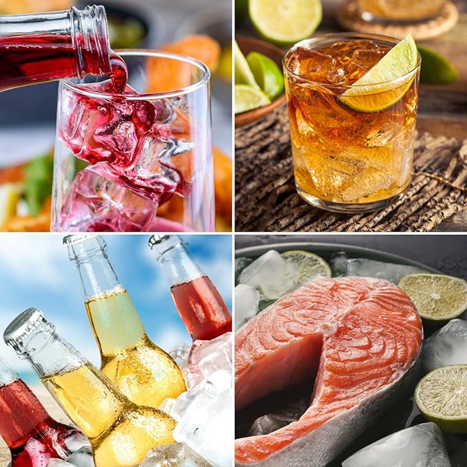 OZERA 2 Pack Silicone Ice Cube Tray, Ice Cube Trays Molds, Large Ice Cube Tray for Whiskey, Easy Release Flexible Ice Cube Molds 15 Ice Cubes for Cocktail, Blue