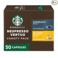 Starbucks by Nespresso Vertuo, Blonde & Dark Roast Variety Pack Coffee & Espresso, 50-count Coffee and Espresso Pods, Brews 7.8 oz and 1.35 oz.