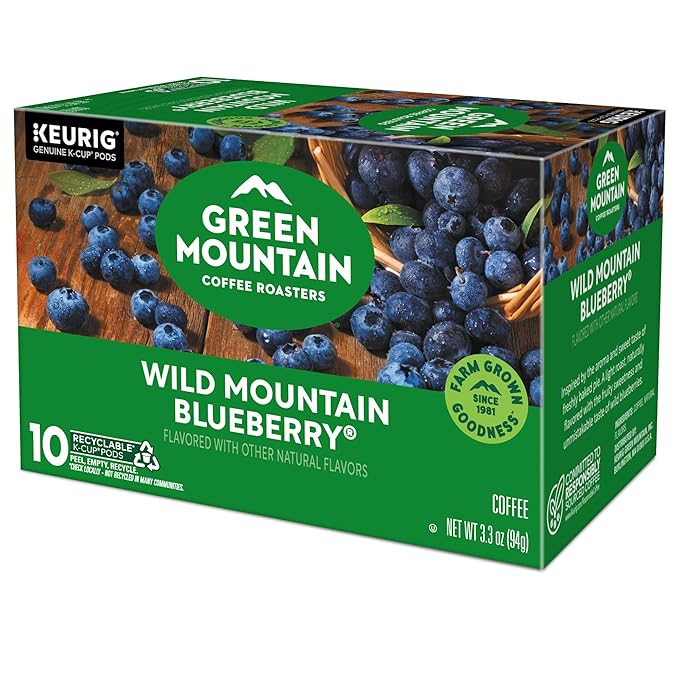 Green Mountain Coffee Roasters Wild Mountain Blueberry Keurig Single-Serve K-Cup pods, Light Roast Coffee, 60 Count (6 Packs of 10)