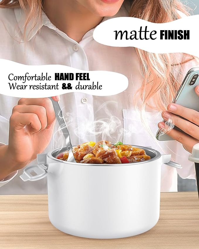 Buddew 100W Electric Lunch Box, 34-Ounce Portable Food Warmer for Work/Office/Car/Travel 12V/24V/110V, with Folding Spoon&&Fork, Built-in temperature controller, Ideal Gift for Men and Women (White)