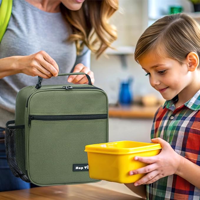 Hap Tim Insulated Lunch Bag Women, Reusable Lunch Box for Women & Men, Adluts Lunchbox for Work, Portable Lunchbag, Army Green（18654-AY）