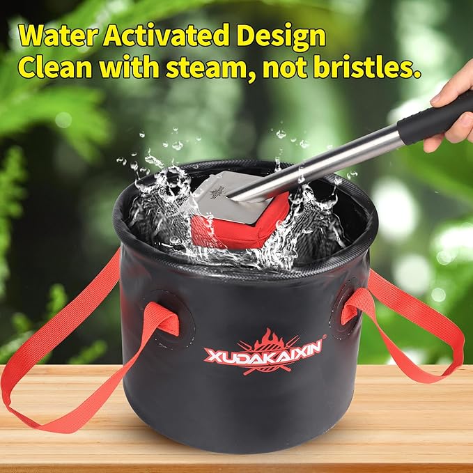 Grill Brush Bristle Free,(Only Replaceable Cleaning Head No Grill Brush)-Red