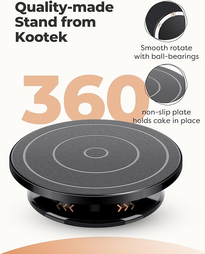 Kootek 71PCs Cake Decorating Kit, Baking Supplies Tools - Includes Cake Stand Turntable, 12 Icing Piping Tips Set, 2 Frosting Spatulas, 3 Scrapers, 50+2 Piping Bags, Coupler, Video Tutorial, Booklet