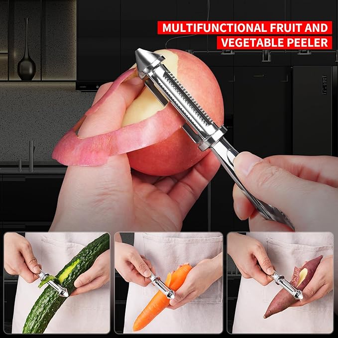 MAD SHARK Ultra Sharp Peeler,Flat/Serrated Blade 2 in 1–10 Years No-Rust,I-Shaped Stainless Steel Peelers,Vegetable Peeler with Ergonomic Non-Slip Handle,Potato Peelers for Kitchen 2pc