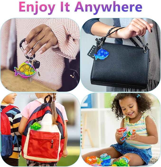 Pop Fidget Toys Bulk Its Party Favors for Kids 30 PCS Cute Fish Mini Pop Keychain It Sensory Fidget Toy Pack Fidgets for Classroom Prizes for Students Kids Carnival Prizes Birthday Goodie Bag Stuffers