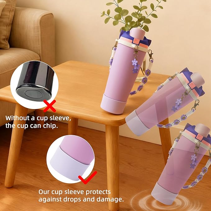 Silicone Boot Set for Owala Water Bottle 24 oz, 32 oz, 40 oz - Includes Anti-Slip Sleeve & Water Bottle Handle Strap, Perfect Owala Accessories, Fits Owala Tumbler, Owala FreeSip, Owala Candy Coated