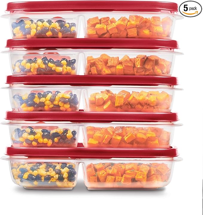 Rubbermaid EasyFindLids Meal Prep Containers 5.1 Cup Red