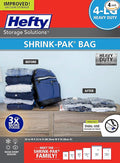 Hefty Vacuum Bags for Clothes 4 Pack, Space Saving Large Vacuum Storage Bags (34 X 22 Inches) Compression Seal for Bedding, Travel Pump Included (4 Large Heavy Duty)