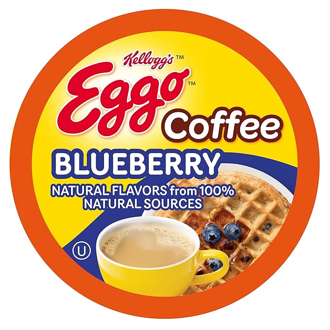 Eggo Beverages Blueberry Waffle Flavored Coffee Pods for Keurig K Cup Brewers, Fair Trade Certified, 40 Count – Fruity and Flavorful Breakfast