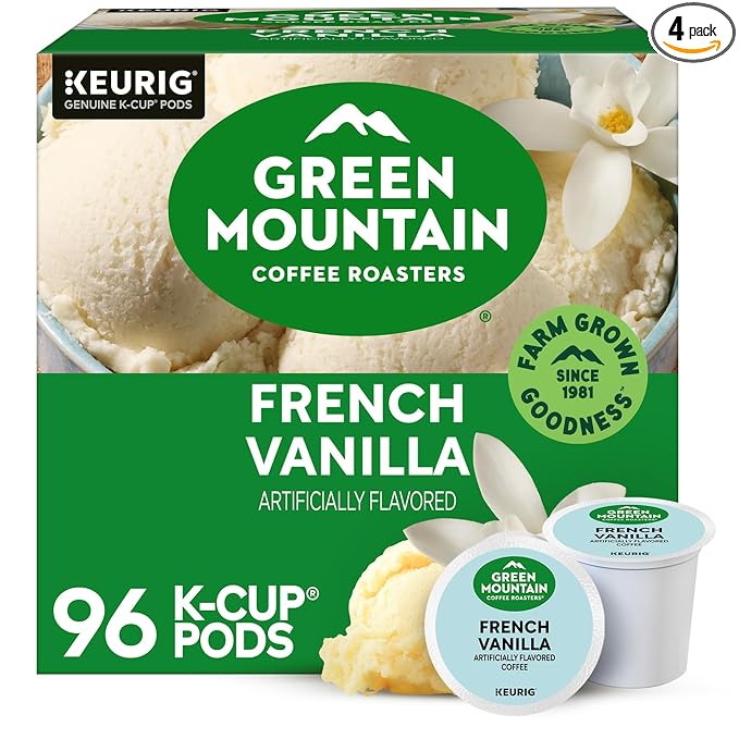 Green Mountain Coffee Roasters French Vanilla Coffee, Keurig Single-Serve K-Cup pods, Light Roast, 96 Count