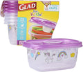 Glad for Kids GladWare Snack Containers with Unicorn Design | BPA-Free Plastic Food Storage, 24oz 4 Count with Dressing Cups | Microwave & Dishwasher Safe, Pink, Plastic