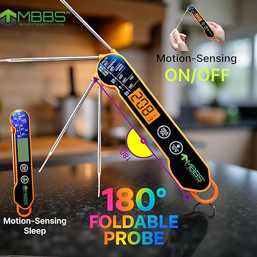 Instant Read Meat Thermometer for Cooking | Waterproof IP66 & Ultra Fast | Digital Food Thermometer for Grill, Kitchen, BBQ Smoker,(∘C/∘F Switchable)