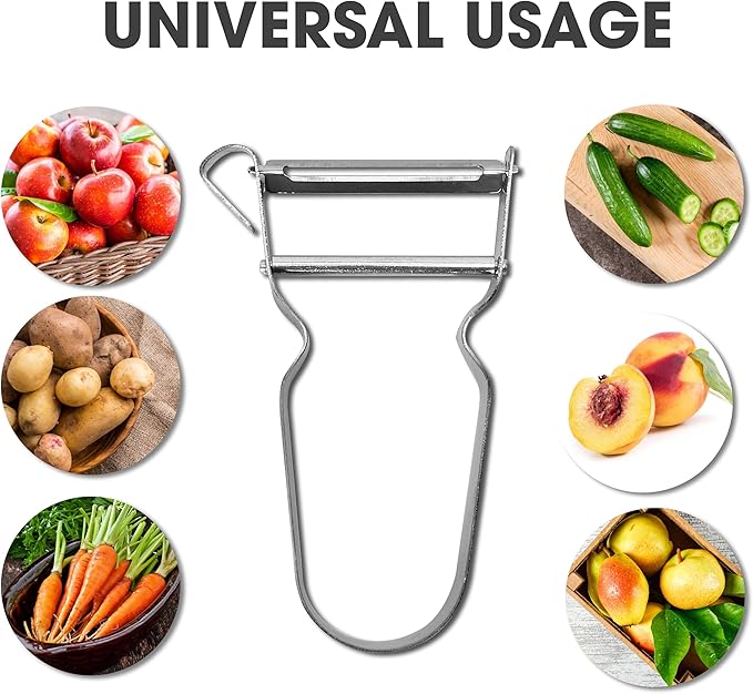 3pcs Genuine Inox Handle Straight Blade Peeler for Kitchen - Star Potato & Fruit Vegetable Metal Blade Rex Speed Bar