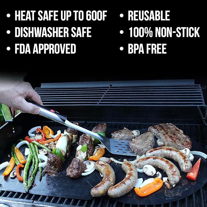 Grillight Grilling Essential Combo Gift Set: LED Light Spatula, Tongs & Bonus GrillMat | Restaurant Grade Stainless Steel Tools w/ Built-In LED Flashlight | Turn Grill into Griddle | Grill in the Dark