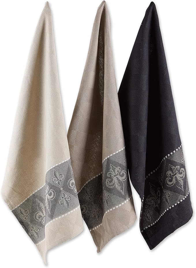 DII Cotton French Jacquard Dish Towels, Set of 3, Decorative Tea Towels for Everyday Kitchen Cooking and Baking-French Macaroons