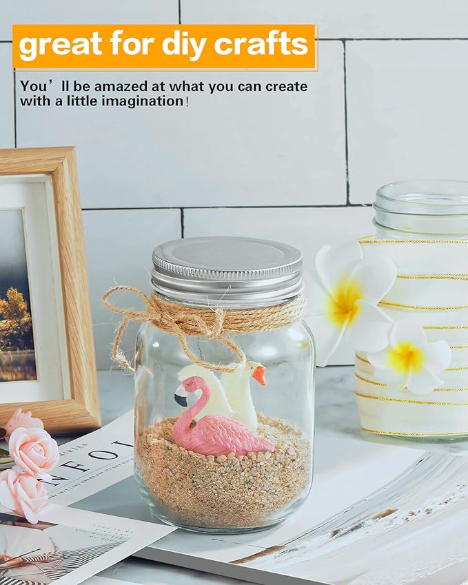 16 oz Mason Jars With Lids Regular Mouth 15 Pack-16oz Glass Jars with Silver Lids,Bulk Pint Clear Glass Jars For Meal Prep, Food Storage With 20 Labels