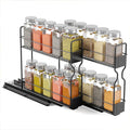 SpaceAid Pull Out Spice Rack Organizer with 20 Jars for Cabinet, Slide Out Seasoning Kitchen Organizer, Cabinet Organizer, with Labels, 5.2" W x10.75 D x10 H, 2 Drawers 2-Tier