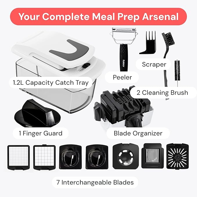 Fullstar The Original Pro Chopper - Vegetable Chopper and Spiralizer, Food Chopper with Container, Fruit Slicer, Kitchen Gadgets & Gifts, Home Essentials (9 in 1, White)