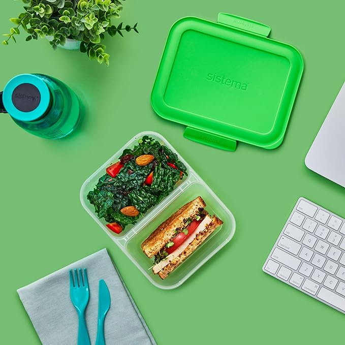 Sistema NEST IT Meal Prep Containers | 870 ml | Airtight Food Storage Containers with Compartments & Lids | BPA-Free | Green | Recyclable with TerraCycle® | 5 Count, White
