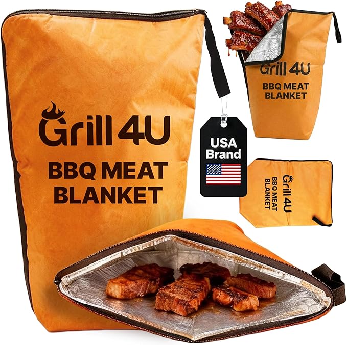 Large BBQ Blanket for Resting Meat, Insulated BBQ Blanket Bag, Brisket with Wide Mouth, Meat Resting Bag, Smoking Meat Accessories for Outdoor Grilling (21in)