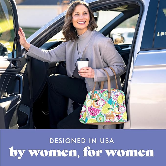 Fit & Fresh Lunch Bag For Women, Insulated Womens Lunch Bag For Work, Leakproof & Stain-Resistant Large Lunch Box For Women With Bottle Pocket, Long Straps, Zipper Closure Laketown Bag Fruit Tumbler
