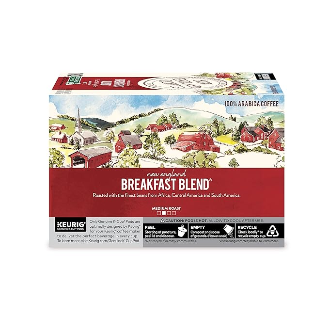 New England Coffee Breakfast Blend Medium Roast Single Serve Pods, 10ct Box (Pack of 1)