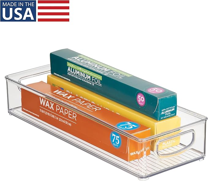 iDesign Slim Extra Long Clear Storage Bin, Narrow Stackable Organizer for Kitchen or Pantry