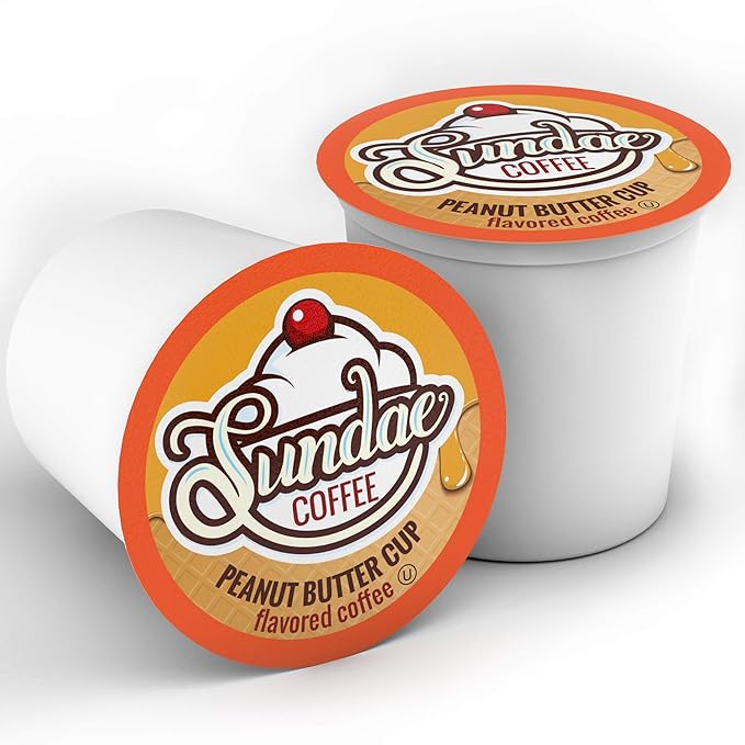 Sundae Ice Cream Flavored Coffee Pods, Compatible with 2.0 Keurig K-Cup Brewer, (Peanut Butter Cup) 48 Count