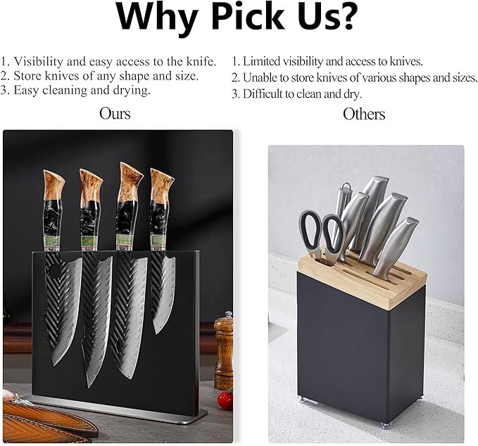 WILDMOK Magnetic Knife Holder, Double Sided Magnetic Knife Block, Ash Wood Rack Magnetic Stands for Multipurpose Storage Knife Holder - 11 x 9.4 Inches