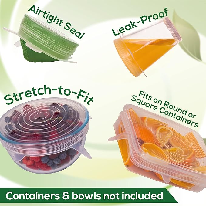 unwasted Reusable Silicone Lids (X-Large) – Upgrade Your Kitchen Gadgets with Our Covers for Food Storage – Reusable Stretch Lids and Food Covers for Containers Up to 11” (Pack of 2)